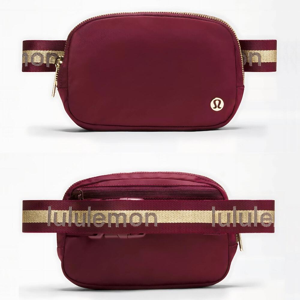 NEW Lululemon Everywhere Crossbody Belt Bag 1L Wordmark - Deep Burgundy and Gold